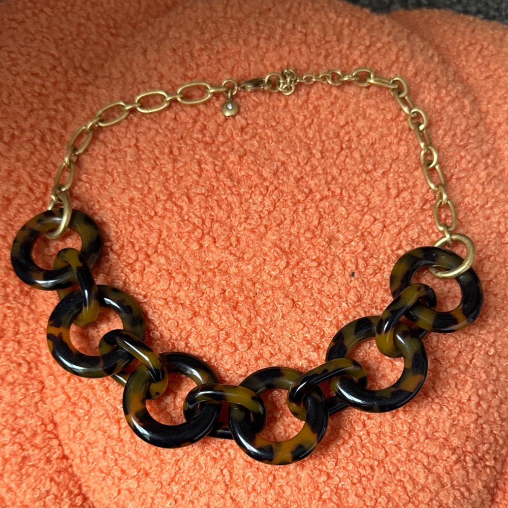 J.Crew Tortoiseshell Chain Link Statement Necklace - image 1